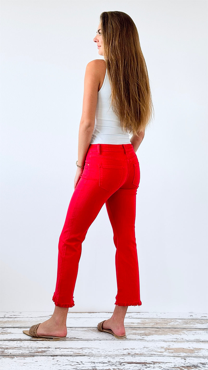 Flare with Edge Crop Pants-190 Denim-Risen-Coastal Bloom Boutique, find the trendiest versions of the popular styles and looks Located in Indialantic, FL