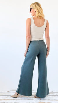 Shoreline Wide Leg Knit Pants - Ash Jade-170 Bottoms-Zenana-Coastal Bloom Boutique, find the trendiest versions of the popular styles and looks Located in Indialantic, FL