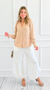 Luxe Essential Button Blouse Top - Khaki-130 Long Sleeve Tops-Michel-Coastal Bloom Boutique, find the trendiest versions of the popular styles and looks Located in Indialantic, FL