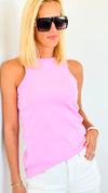 Essential Ribbed Italian Tank - Pink Damaged-100 Sleeveless Tops-Italianissimo-Coastal Bloom Boutique, find the trendiest versions of the popular styles and looks Located in Indialantic, FL