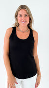 Classic Fitted Scoop Neck Tank Top - Black-100 Sleeveless Tops-Before You-Coastal Bloom Boutique, find the trendiest versions of the popular styles and looks Located in Indialantic, FL