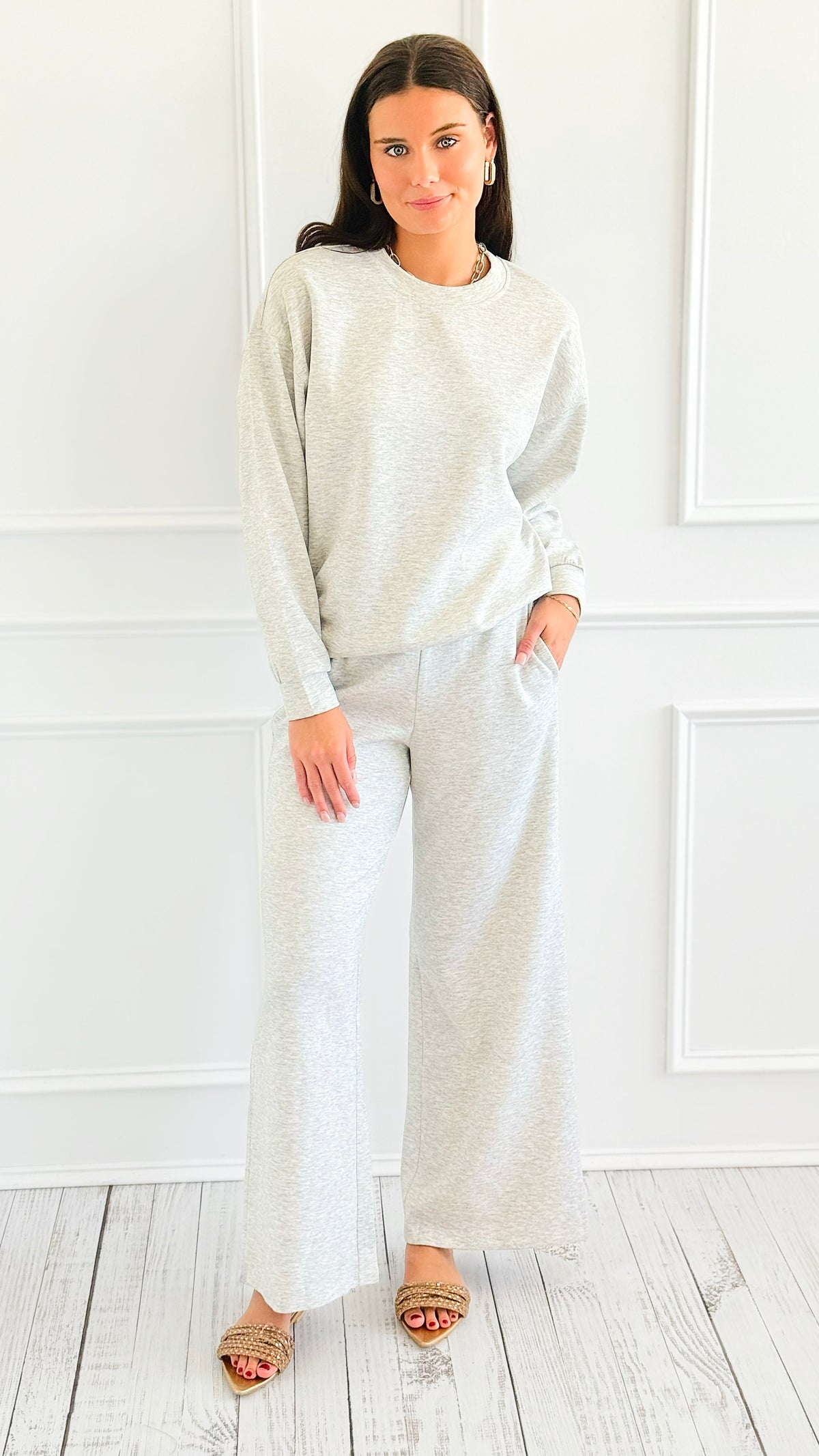 Weekend Lounge Scuba Pant Set - H. Grey-210 Loungewear/Sets-Zenana-Coastal Bloom Boutique, find the trendiest versions of the popular styles and looks Located in Indialantic, FL
