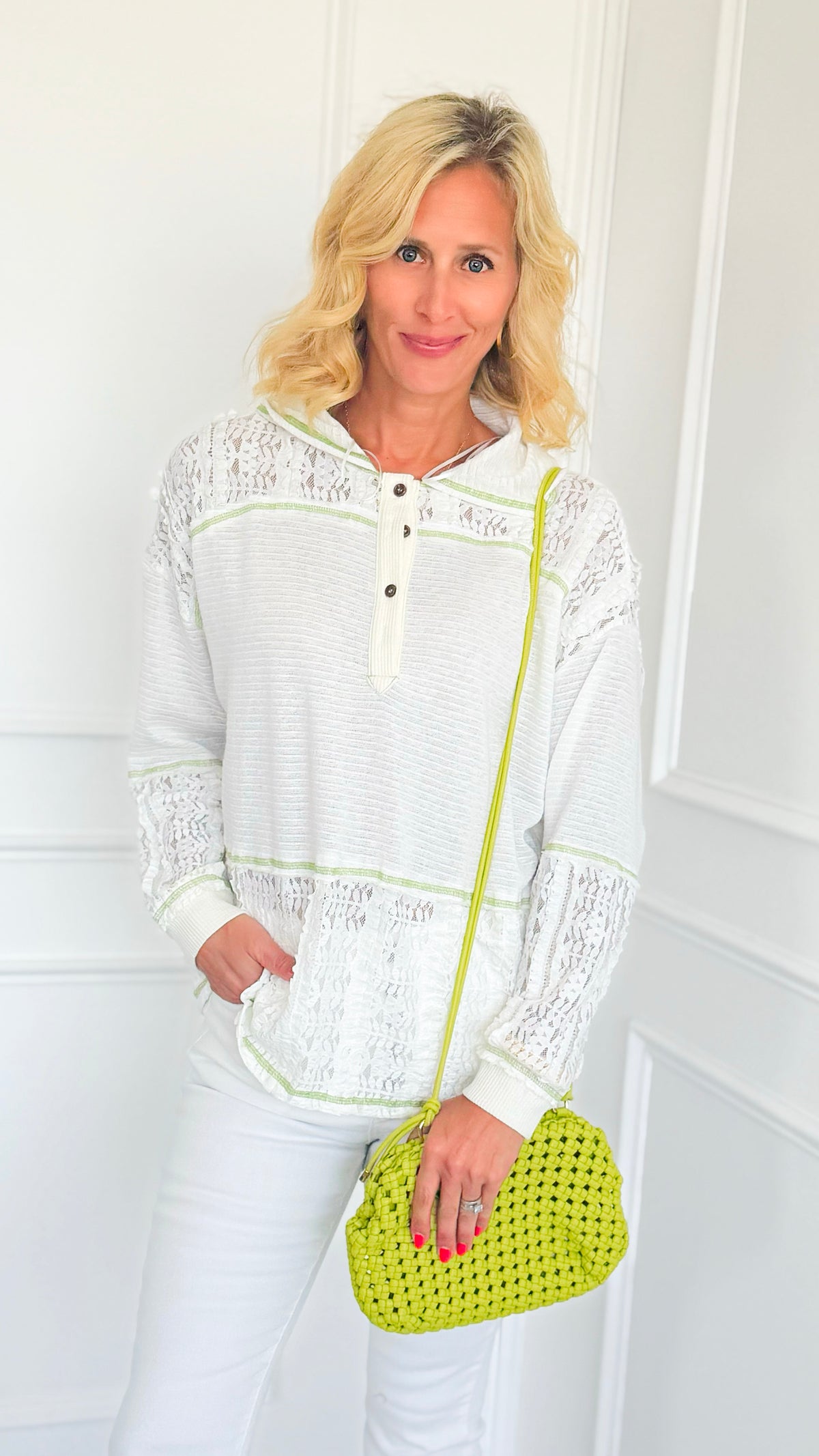 Lace Contrast Pullover-110 Long Sleeve Tops-Fantastic Fawn-Coastal Bloom Boutique, find the trendiest versions of the popular styles and looks Located in Indialantic, FL