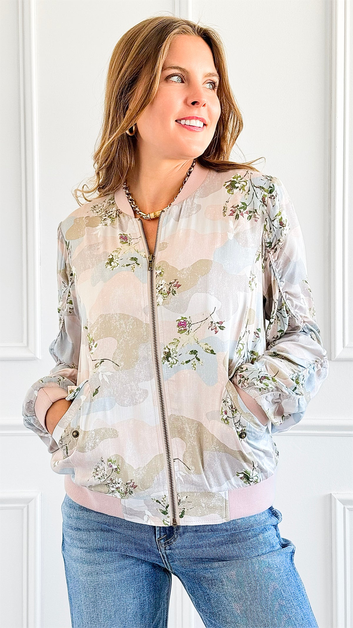 Ethereal Floral Zip-Up Jacket-160 Jackets-mystree-Coastal Bloom Boutique, find the trendiest versions of the popular styles and looks Located in Indialantic, FL