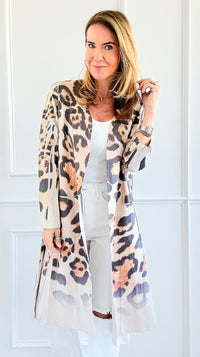 Fierce Feline Long Cardigan-160 Jackets-Origami Fashion Inc-Coastal Bloom Boutique, find the trendiest versions of the popular styles and looks Located in Indialantic, FL