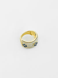 Sterling Silver Micropave Sapphire Flower Station Ring-230 Jewelry-NYC-Coastal Bloom Boutique, find the trendiest versions of the popular styles and looks Located in Indialantic, FL