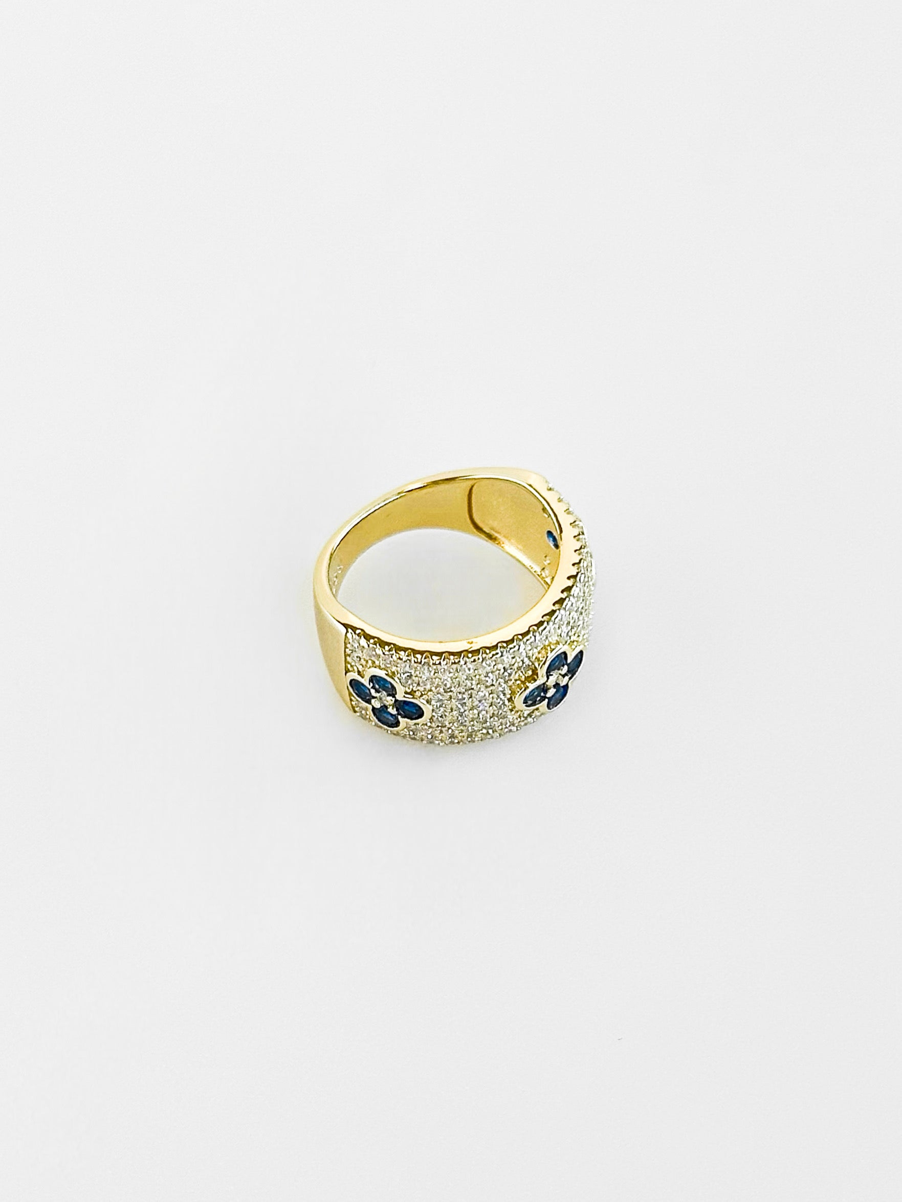 Sterling Silver Micropave Sapphire Flower Station Ring-230 Jewelry-NYC-Coastal Bloom Boutique, find the trendiest versions of the popular styles and looks Located in Indialantic, FL