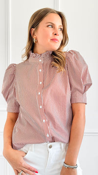 Classic Charm Puff Sleeve Top - Rust-110 Short Sleeve Tops-SUGARLIPS-Coastal Bloom Boutique, find the trendiest versions of the popular styles and looks Located in Indialantic, FL