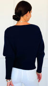 Ribbed Italian Pullover- Navy-140 Sweaters-Italianissimo-Coastal Bloom Boutique, find the trendiest versions of the popular styles and looks Located in Indialantic, FL
