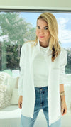 Relaxed Open-Front Jacket - White-160 Jackets-Mono B-Coastal Bloom Boutique, find the trendiest versions of the popular styles and looks Located in Indialantic, FL