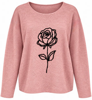 Shimmer Rose Long Sleeve Italian Knit top - Light Rose