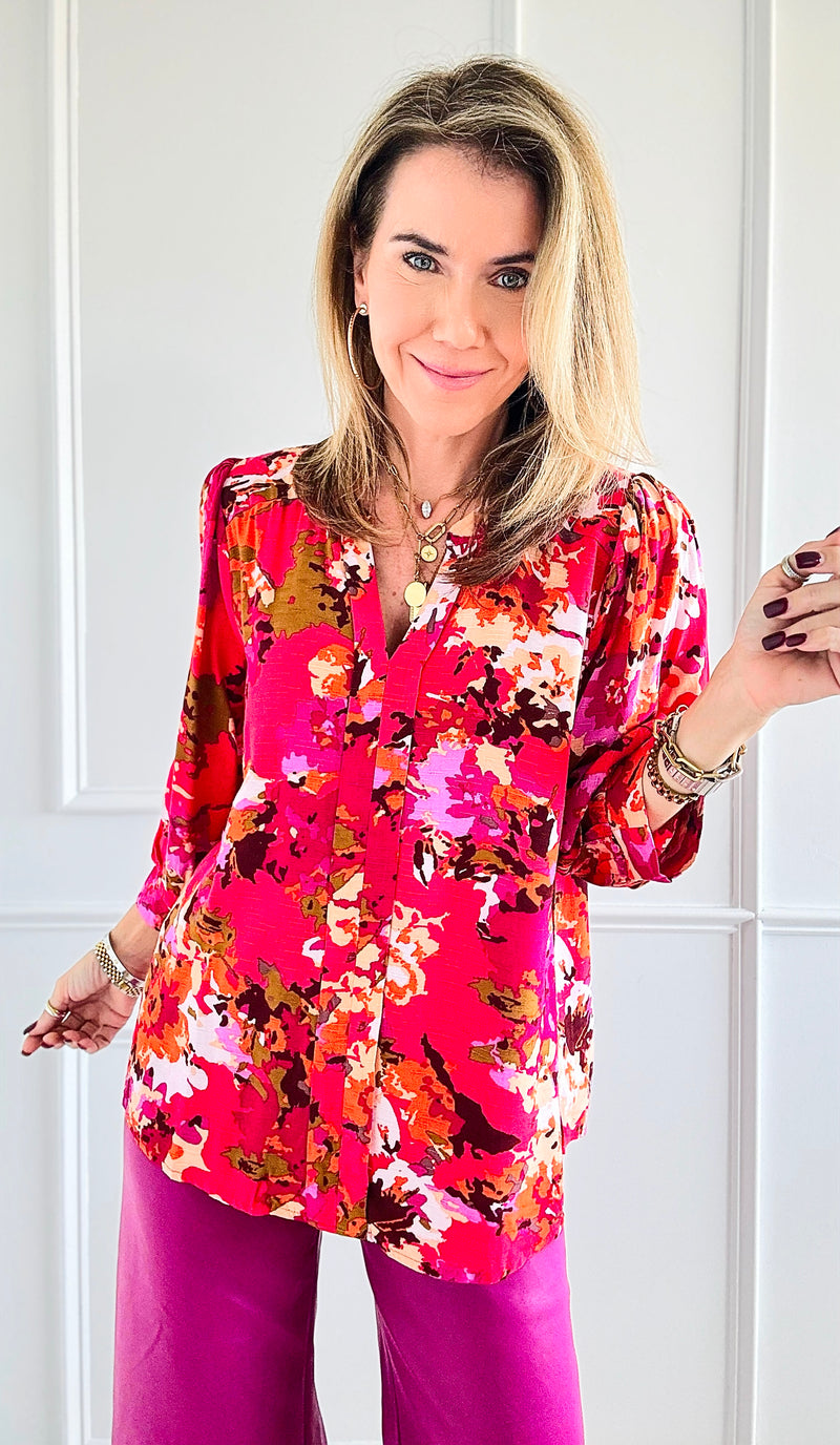 Wildflower Burst Blouse Top-130 Long Sleeve Tops-Jodifl-Coastal Bloom Boutique, find the trendiest versions of the popular styles and looks Located in Indialantic, FL