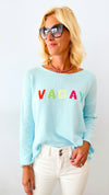"Vacay" Lightweight Soft Sweater Top - Light Blue-140 Sweaters-MIRACLE-Coastal Bloom Boutique, find the trendiest versions of the popular styles and looks Located in Indialantic, FL
