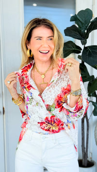 Petal Poetry Lace Italian Button Top