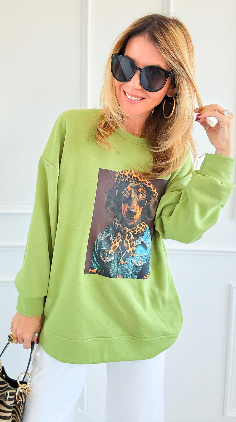 Doggy Glam Italian Sweatshirt-140 Sweaters-AZUL MONACO-Coastal Bloom Boutique, find the trendiest versions of the popular styles and looks Located in Indialantic, FL