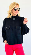 Modern Edge Zip-Up Jacket - Black-160 Jackets-Mello-Coastal Bloom Boutique, find the trendiest versions of the popular styles and looks Located in Indialantic, FL