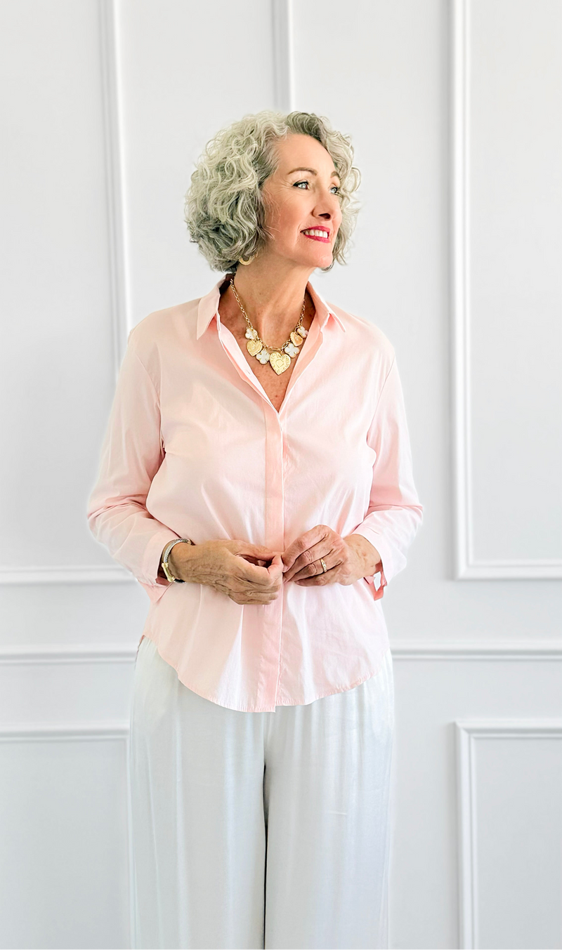 Under Pressure Italian Blouse- Light Pink-130 Long sleeve top-Italianissimo/ JOY & LOVE-Coastal Bloom Boutique, find the trendiest versions of the popular styles and looks Located in Indialantic, FL