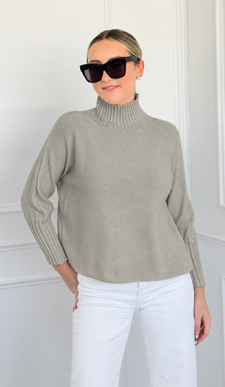 Break Free Long Sleeve Italian Sweater Top - Sand Beige