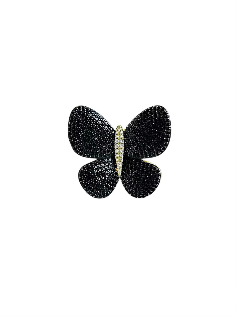 Sterling Silver Micropave Black Butterfly Ring-230 Jewelry-NYC-Coastal Bloom Boutique, find the trendiest versions of the popular styles and looks Located in Indialantic, FL