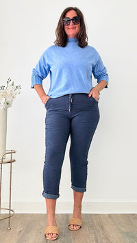Curvy Love Endures Italian Jogger - Denim Blue-180 Joggers-Germany-Coastal Bloom Boutique, find the trendiest versions of the popular styles and looks Located in Indialantic, FL