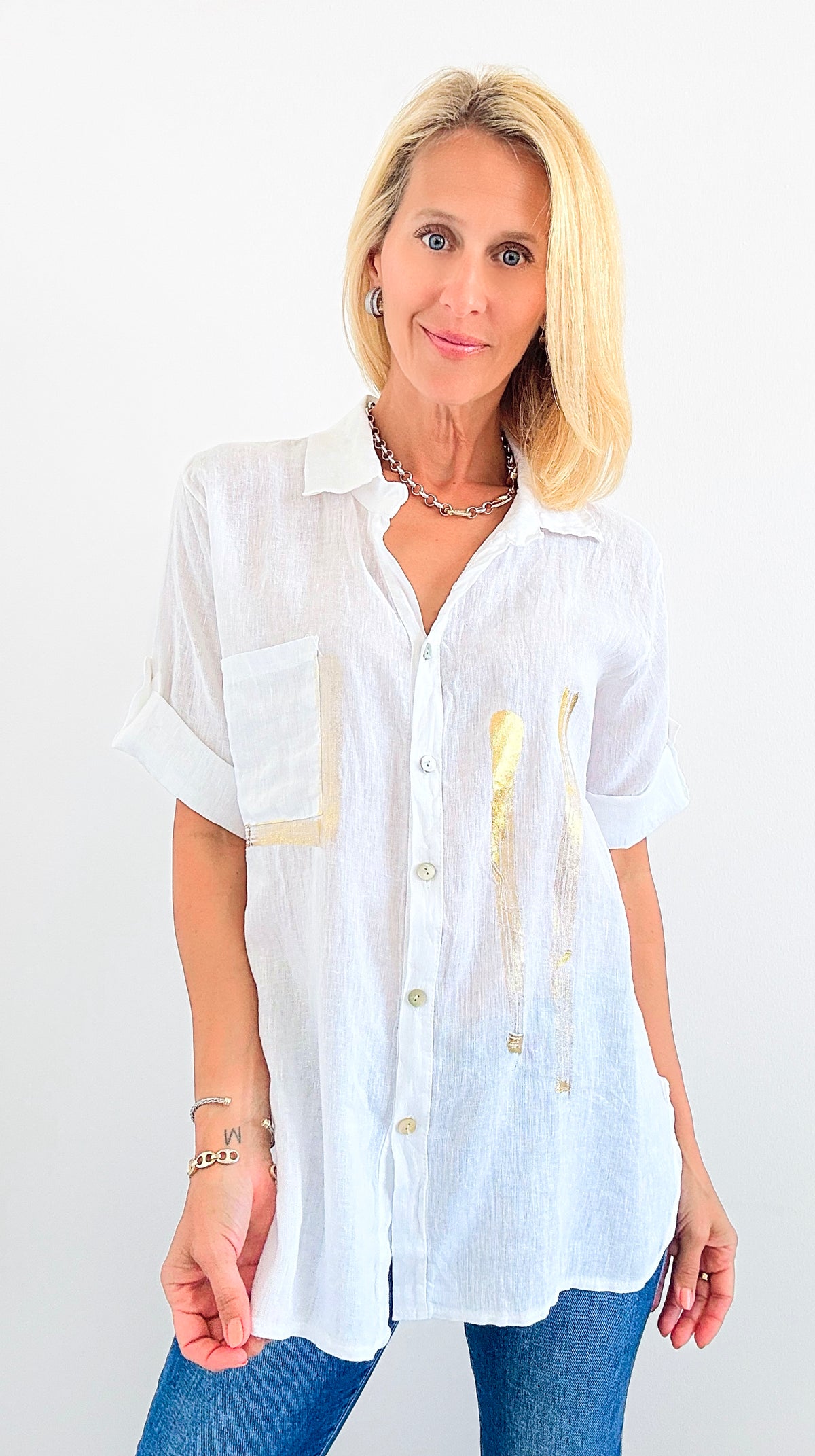 Davinci Italian Button Down-170 Bottoms-Tempo-Coastal Bloom Boutique, find the trendiest versions of the popular styles and looks Located in Indialantic, FL