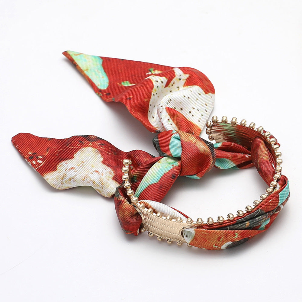 Bold Bloom Fabric Bracelet - Orange-230 Jewelry-NYW-Coastal Bloom Boutique, find the trendiest versions of the popular styles and looks Located in Indialantic, FL