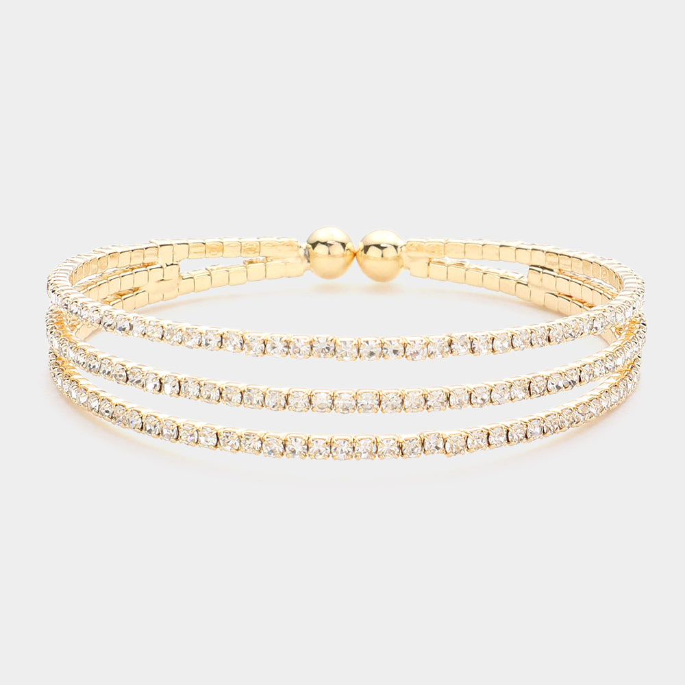 PRE ORDER-Triple Dazzle Cuff Bracelet-230 Jewelry-NYW-Coastal Bloom Boutique, find the trendiest versions of the popular styles and looks Located in Indialantic, FL