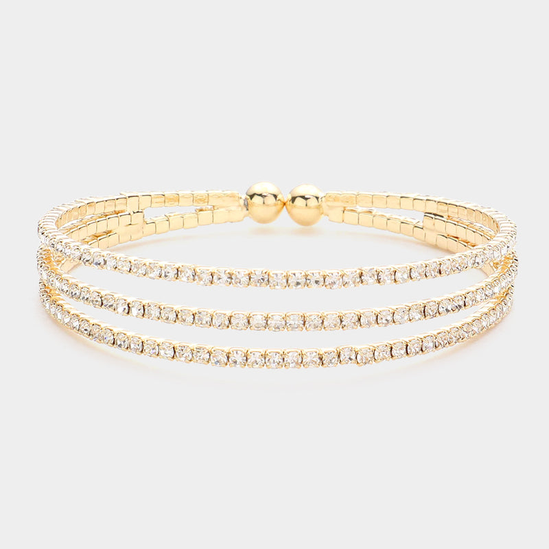 PRE ORDER-Triple Dazzle Cuff Bracelet-230 Jewelry-NYW-Coastal Bloom Boutique, find the trendiest versions of the popular styles and looks Located in Indialantic, FL