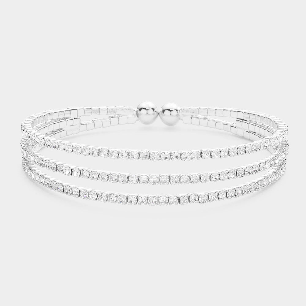 PRE ORDER-Triple Dazzle Cuff Bracelet-230 Jewelry-NYW-Coastal Bloom Boutique, find the trendiest versions of the popular styles and looks Located in Indialantic, FL