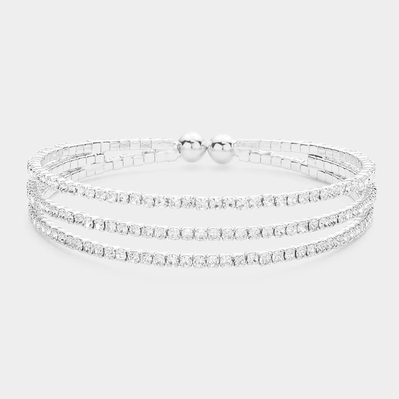 PRE ORDER-Triple Dazzle Cuff Bracelet-230 Jewelry-NYW-Coastal Bloom Boutique, find the trendiest versions of the popular styles and looks Located in Indialantic, FL