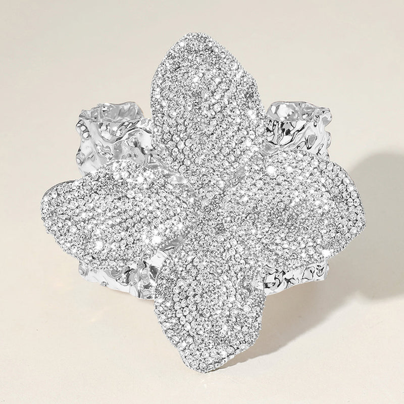Floral Burst Cuff Bracelet Silver-230 Jewelry-NYW-Coastal Bloom Boutique, find the trendiest versions of the popular styles and looks Located in Indialantic, FL