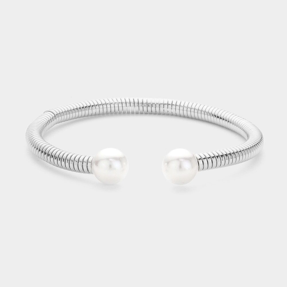 Pearl Tip Cuff Bracelet-230 Jewelry-Wona Trading-Coastal Bloom Boutique, find the trendiest versions of the popular styles and looks Located in Indialantic, FL