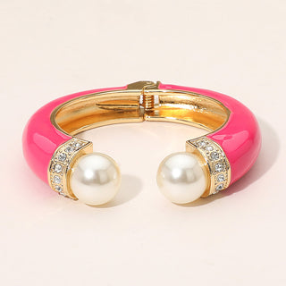 Pearl Cuff Bracelet - Fuchsia