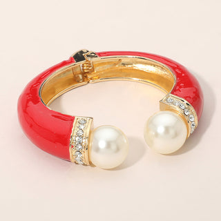 Pearl Cuff Bracelet - Red