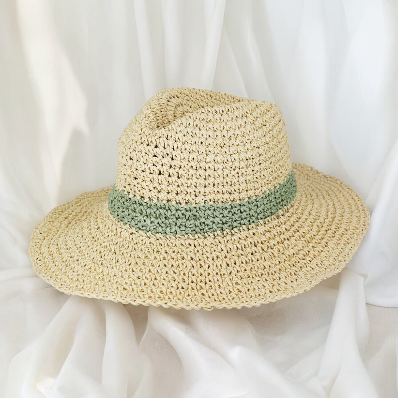 Two Tone Straw Hat-260 Other Accessories-NYW-Coastal Bloom Boutique, find the trendiest versions of the popular styles and looks Located in Indialantic, FL