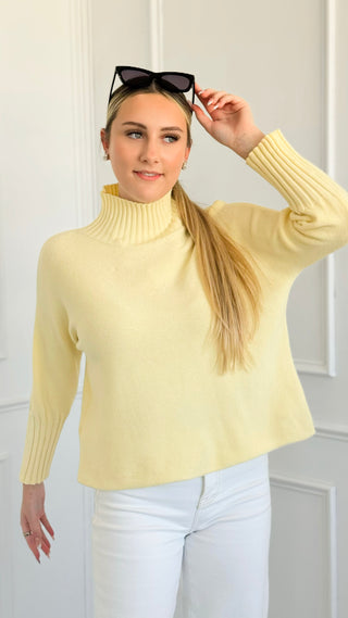 Break Free Long Sleeve Italian Sweater Top - Butter Yellow