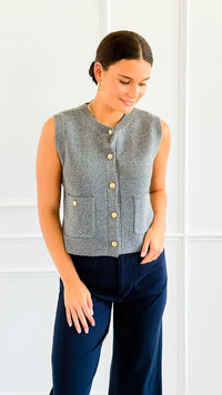 Shielded Charm Sweater Vest- Heather Grey-140 Sweaters-Be Cool-Coastal Bloom Boutique, find the trendiest versions of the popular styles and looks Located in Indialantic, FL
