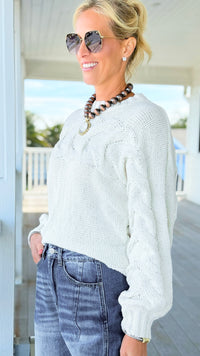 Nordic Breeze Cable Knit Sweater-140 Sweaters-mystree-Coastal Bloom Boutique, find the trendiest versions of the popular styles and looks Located in Indialantic, FL