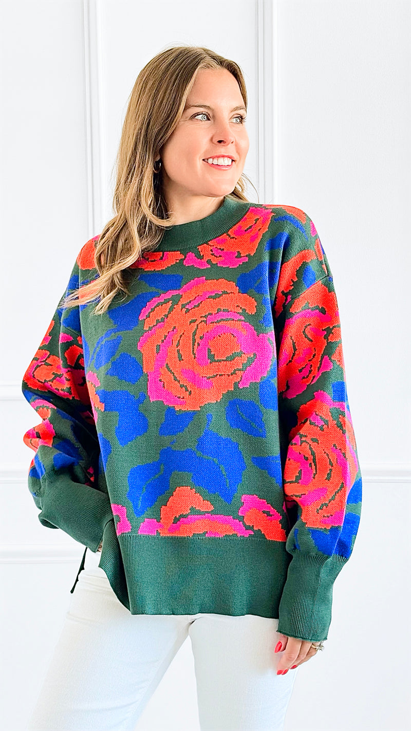 Floral Fusion Sweater-140 Sweaters-Jodifl-Coastal Bloom Boutique, find the trendiest versions of the popular styles and looks Located in Indialantic, FL