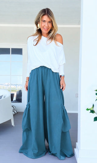 Moon Big Pocket Italian Pants - Dark Teal
