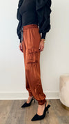 Glossy Cargo Italian Pant -Tobacco-180 Joggers-Look Mode-Coastal Bloom Boutique, find the trendiest versions of the popular styles and looks Located in Indialantic, FL