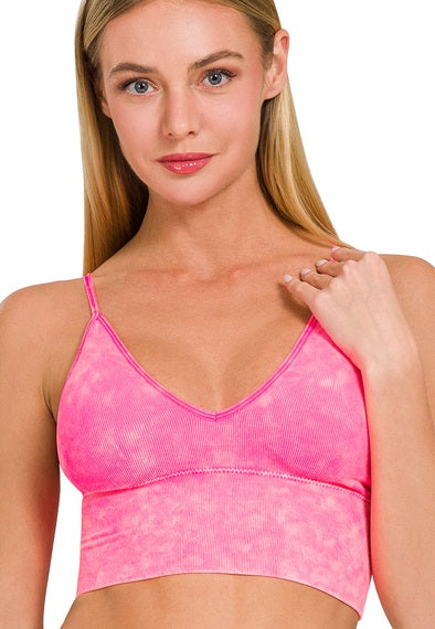 Washed Bra Padded Tank Top - Coral Fuchsia-220 Intimates-Zenana-Coastal Bloom Boutique, find the trendiest versions of the popular styles and looks Located in Indialantic, FL