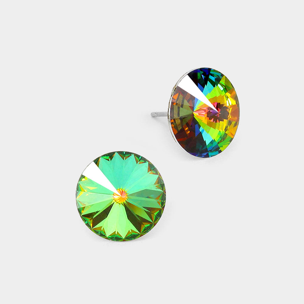 Prismatic Glow Round Stud Earrings - Vitrail Medium