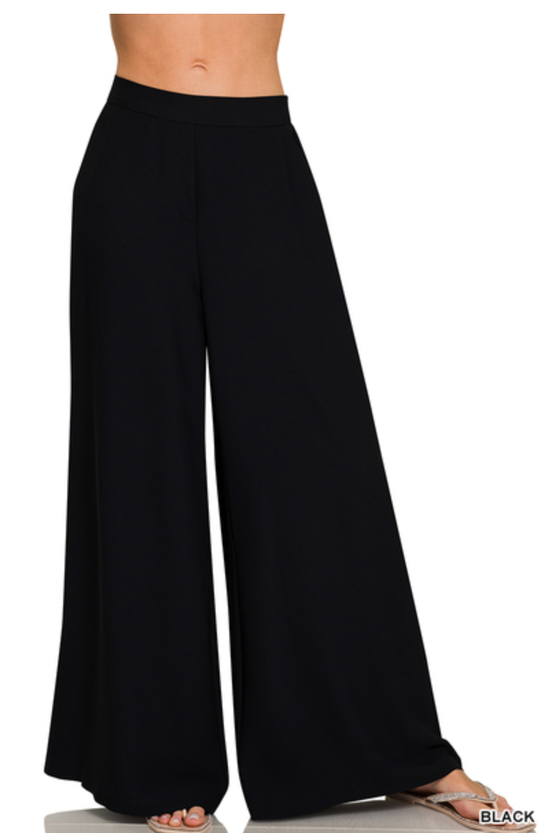 Relaxed Fit Elastic Waisted Pants - Black-170 Bottoms-Zenana-Coastal Bloom Boutique, find the trendiest versions of the popular styles and looks Located in Indialantic, FL