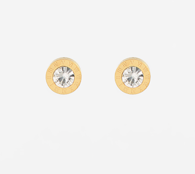 Roman Numerals Atlas Stud Earrings - Gold-230 Jewelry-GS JEWELRY-Coastal Bloom Boutique, find the trendiest versions of the popular styles and looks Located in Indialantic, FL