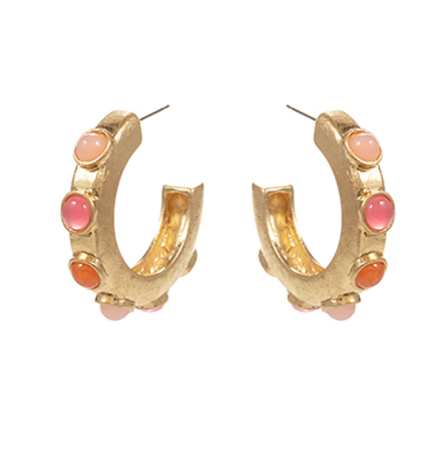 Reverie Stone Hoops Earring-230 Jewelry-GS JEWELRY-Coastal Bloom Boutique, find the trendiest versions of the popular styles and looks Located in Indialantic, FL