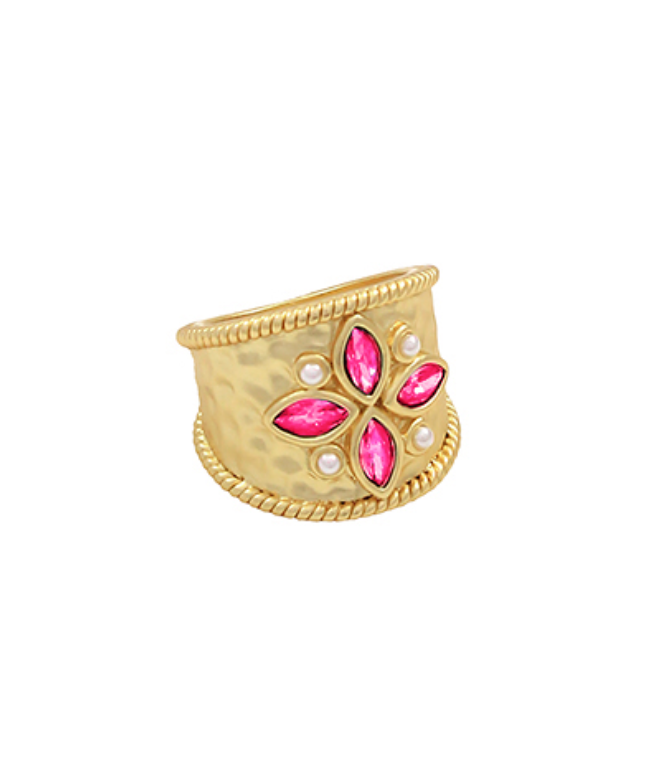 Marquise Cross Ring - Fuchsia-230 Jewelry-Golden Stella-Coastal Bloom Boutique, find the trendiest versions of the popular styles and looks Located in Indialantic, FL