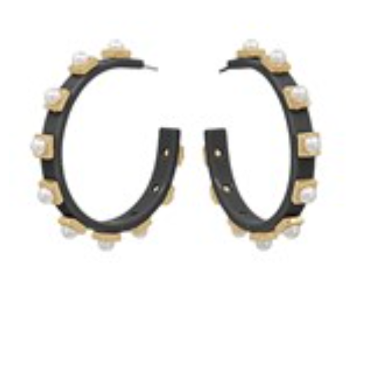 Pearl Bangle Earrings - Black-230 Jewelry-GS JEWELRY-Coastal Bloom Boutique, find the trendiest versions of the popular styles and looks Located in Indialantic, FL