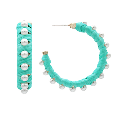 Wrapped Pearl Hoop Earrings - Mint-230 Jewelry-Golden Stella-Coastal Bloom Boutique, find the trendiest versions of the popular styles and looks Located in Indialantic, FL