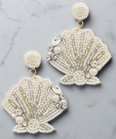 Pearl Seashell Detailed Earrings - White-230 Jewelry-Golden Stella-Coastal Bloom Boutique, find the trendiest versions of the popular styles and looks Located in Indialantic, FL